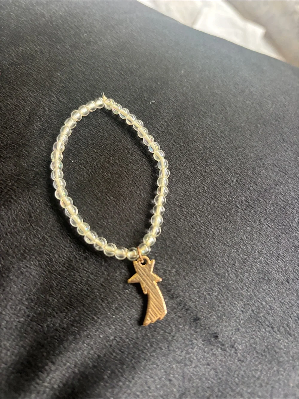 Kids Clear Beaded Bracelet with Gold Star Rainbow Charm